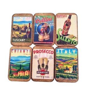 Set Of 6 Wine Themed 1:6 Scale Miniature Wood Signs - Dollhouse Decor & Craft
